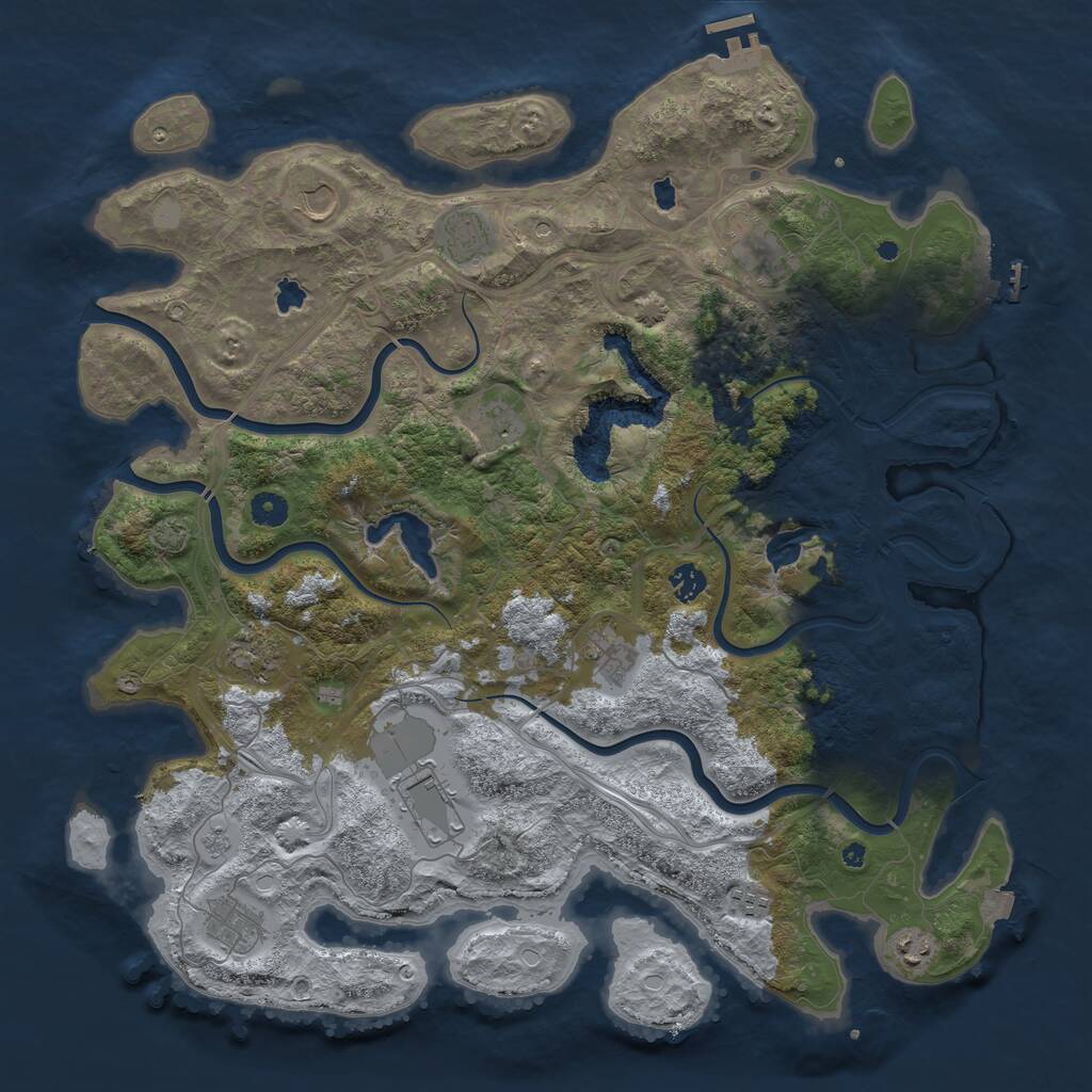 Rust Map: Procedural Map, Size: 4500, Seed: 460144370, 17 Monuments