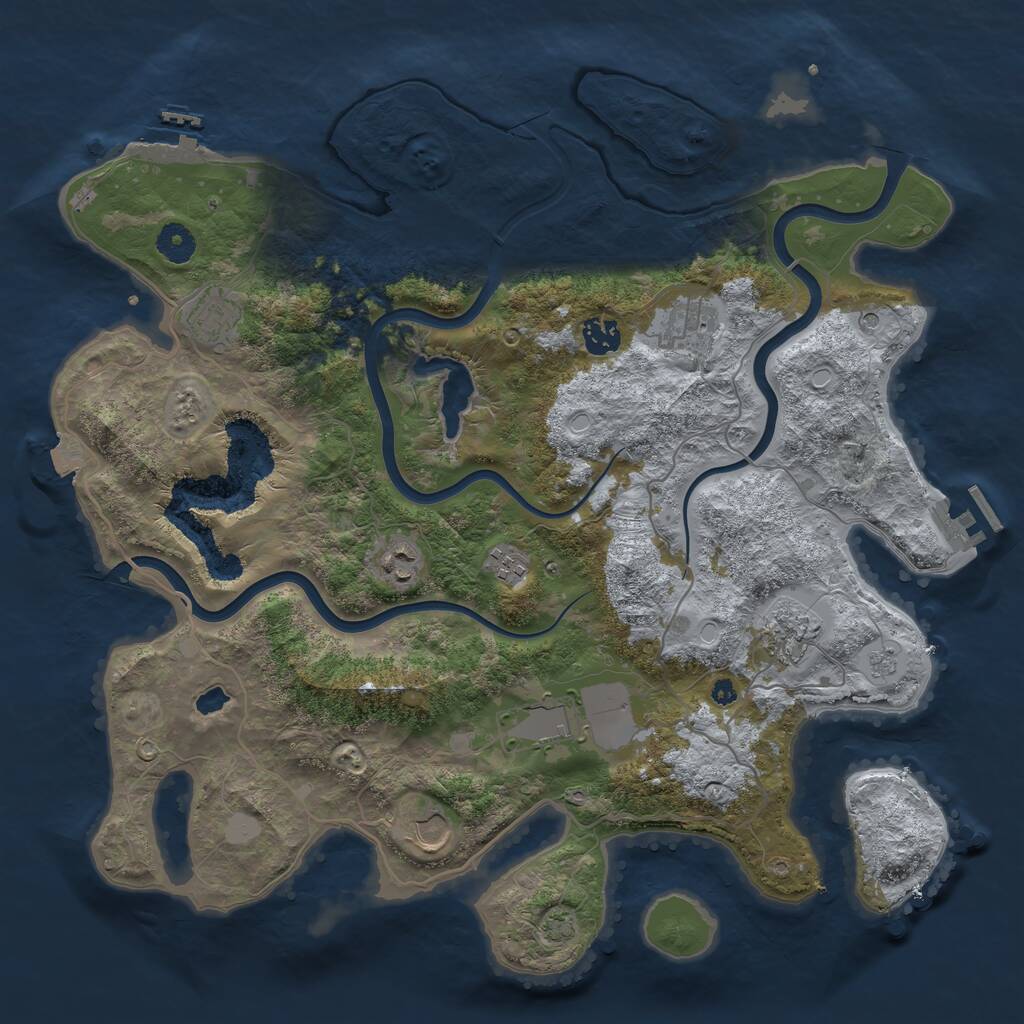 Rust Map: Procedural Map, Size: 4000, Seed: 1302000414, 14 Monuments