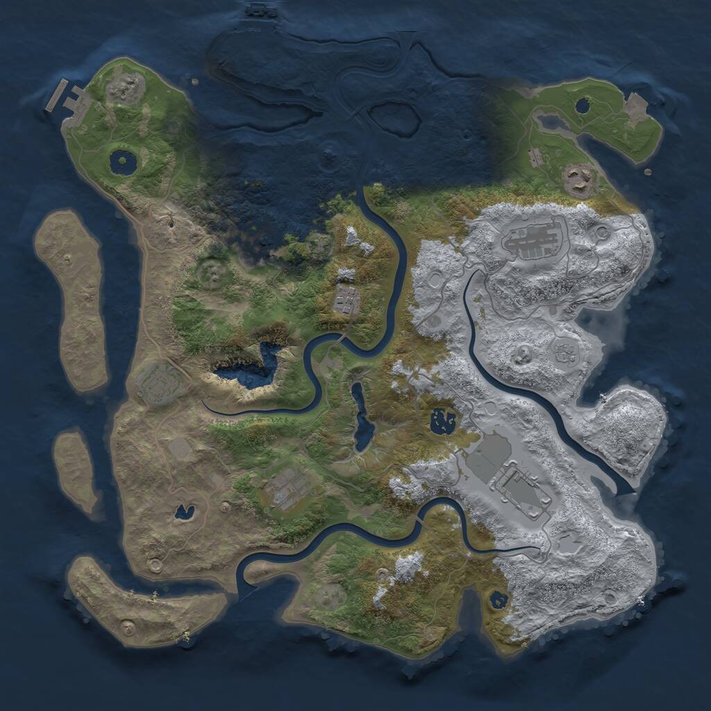 Rust Map: Procedural Map, Size: 4000, Seed: 2011202506, 14 Monuments