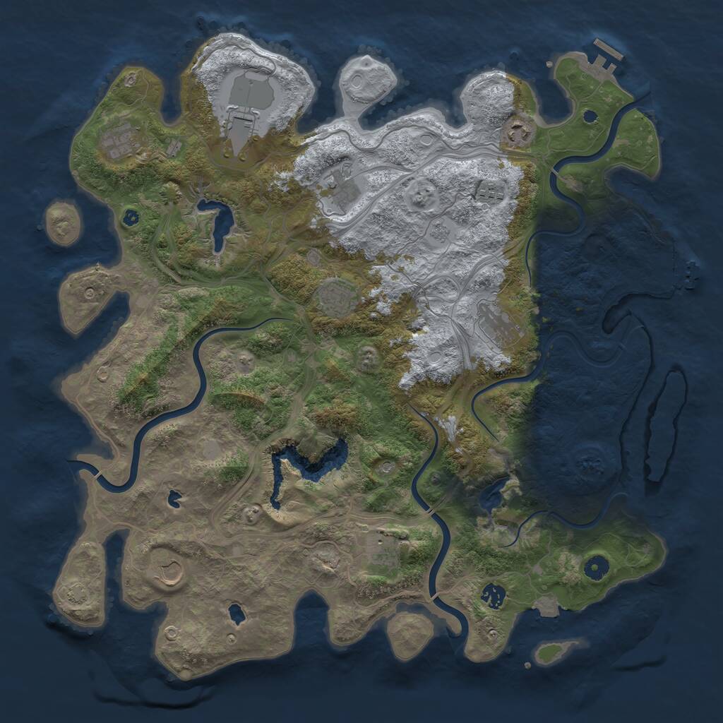 Rust Map: Procedural Map, Size: 4500, Seed: 724801559, 16 Monuments