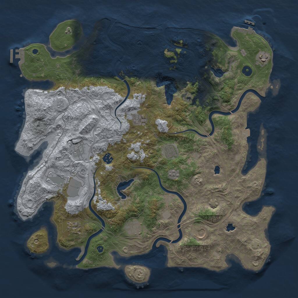 Rust Map: Procedural Map, Size: 4500, Seed: 125106303, 16 Monuments
