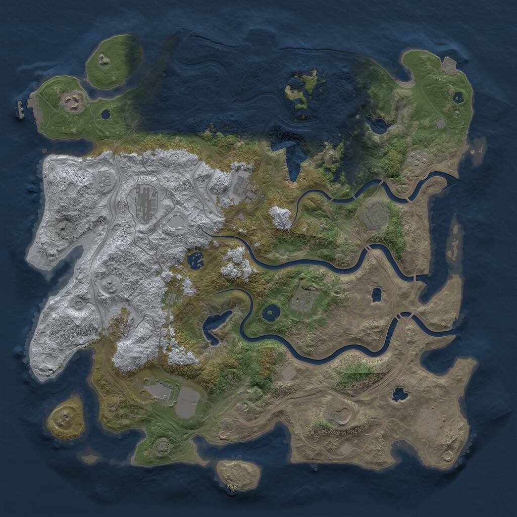 Rust Map: Procedural Map, Size: 4500, Seed: 125106303, 17 Monuments