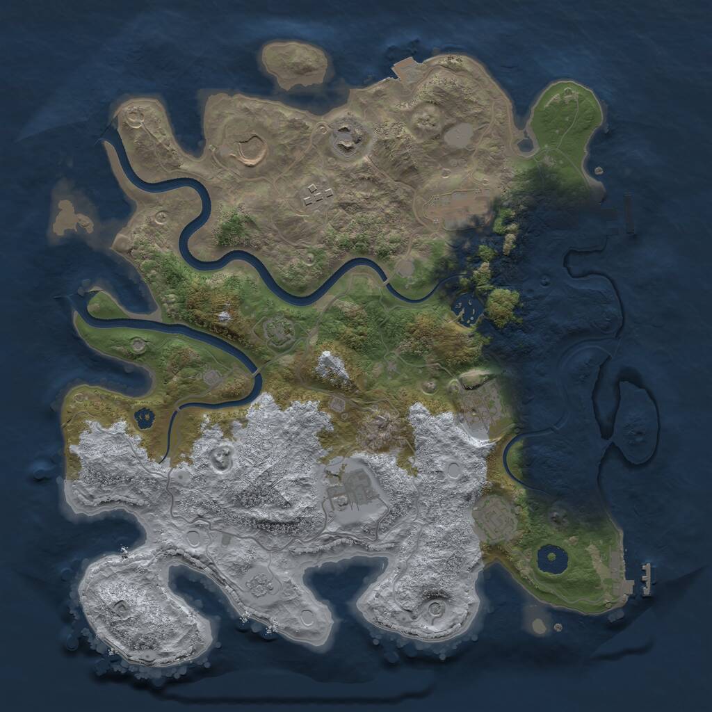 Rust Map: Procedural Map, Size: 3500, Seed: 136265100, 14 Monuments