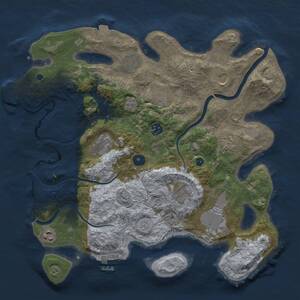 Thumbnail Rust Map: Procedural Map, Size: 3750, Seed: 33985, 16 Monuments