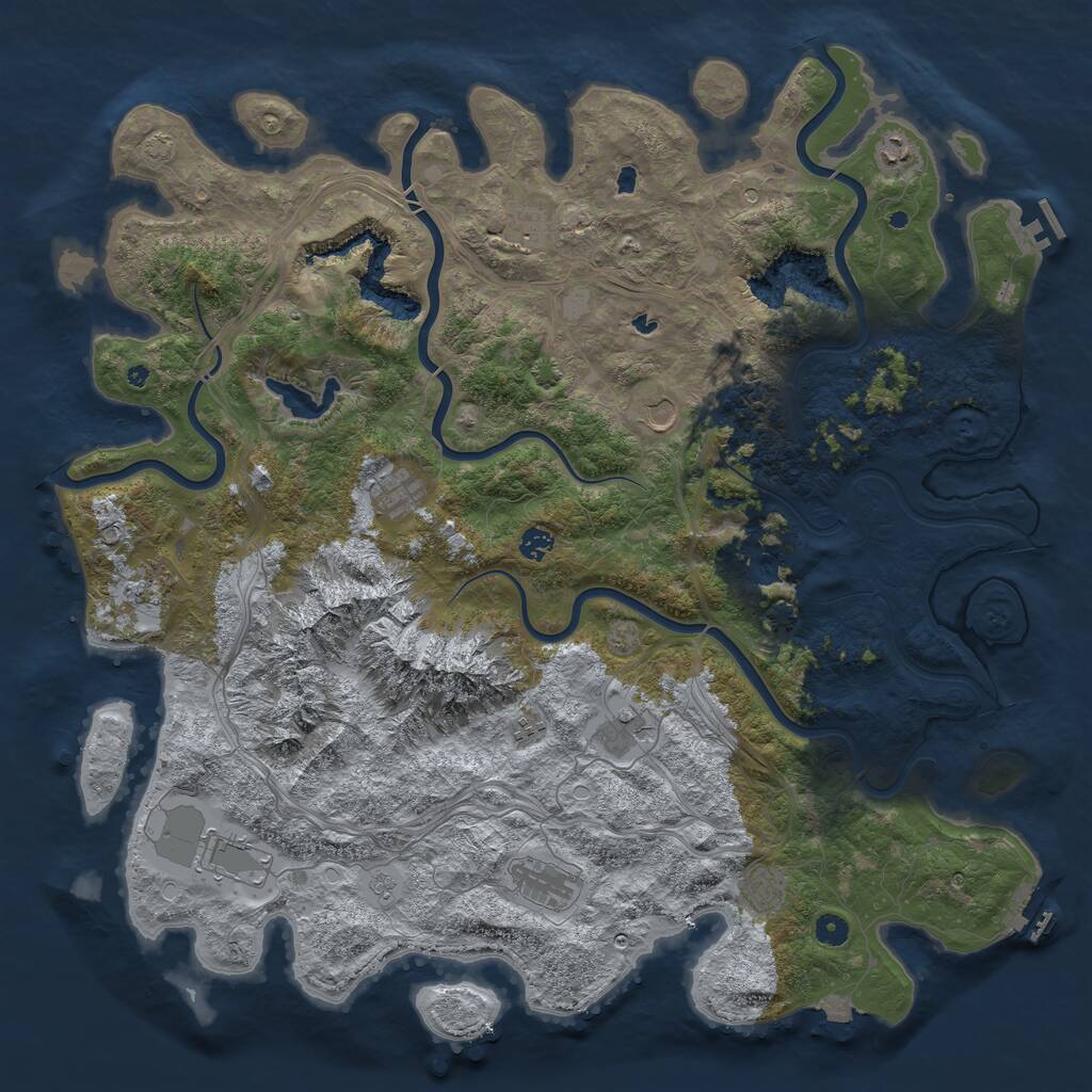 Rust Map: Procedural Map, Size: 5000, Seed: 2360589, 17 Monuments