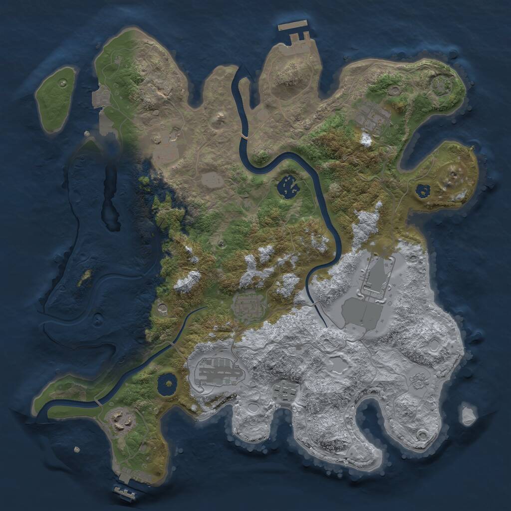 Rust Map: Procedural Map, Size: 3500, Seed: 1285969589, 14 Monuments