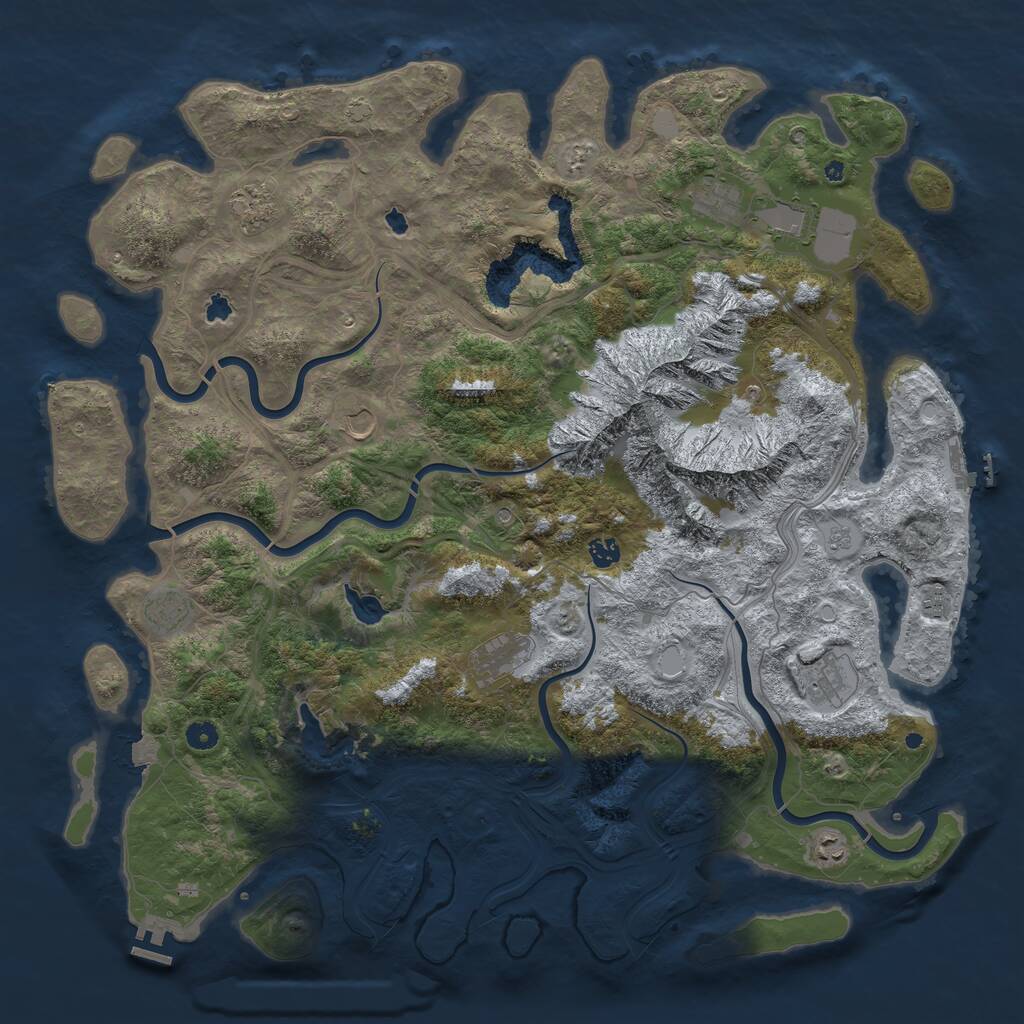 Rust Map: Procedural Map, Size: 5000, Seed: 451157514, 16 Monuments