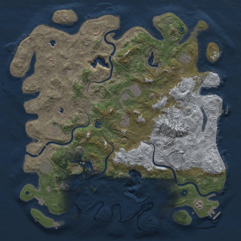 Rust Map: Procedural Map, Size: 5000, Seed: 296520279, 17 Monuments