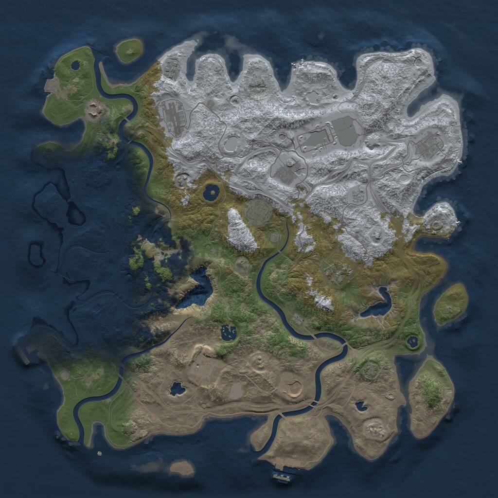 Rust Map: Procedural Map, Size: 4500, Seed: 813338440, 17 Monuments