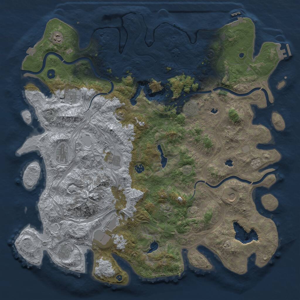 Rust Map: Procedural Map, Size: 5000, Seed: 1713725081, 17 Monuments