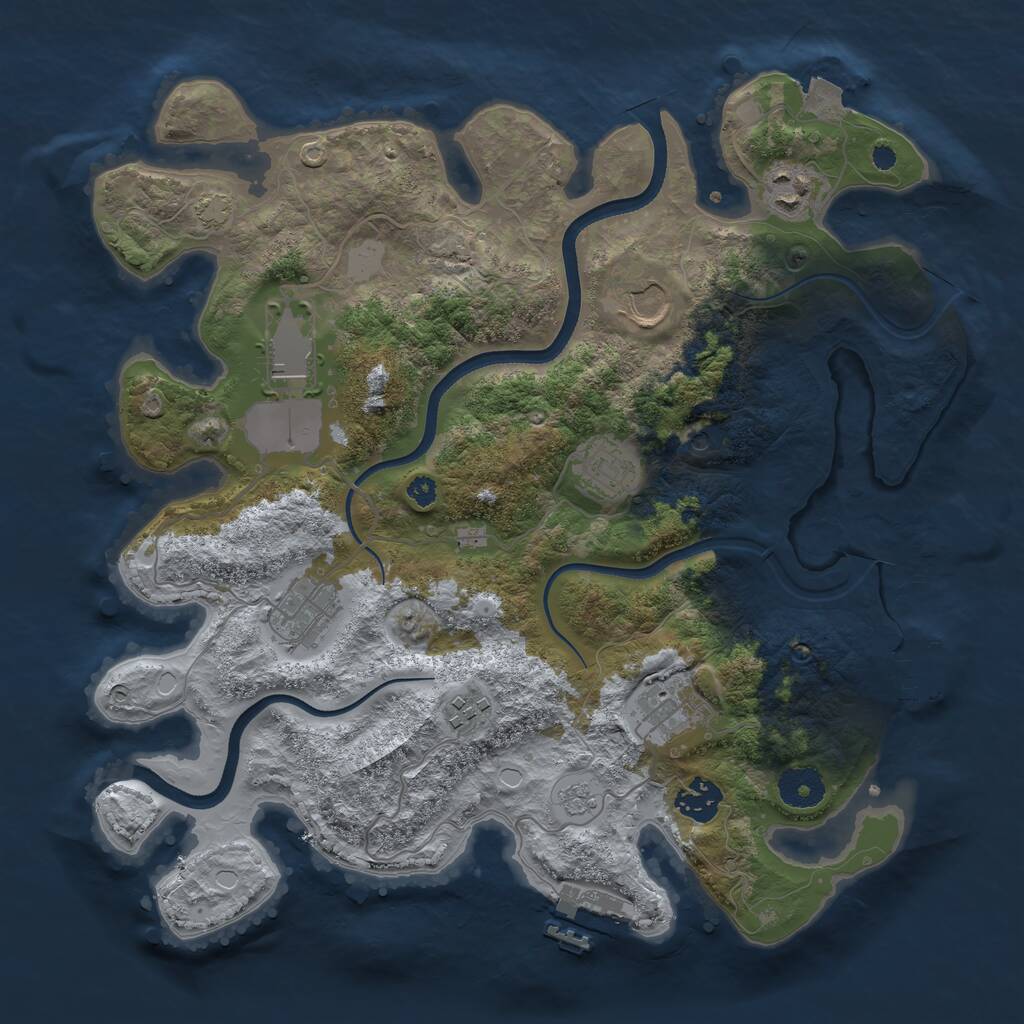 Rust Map: Procedural Map, Size: 3500, Seed: 51497, 14 Monuments