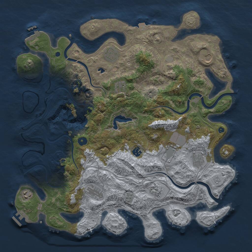 Rust Map: Procedural Map, Size: 4250, Seed: 1037829534, 16 Monuments