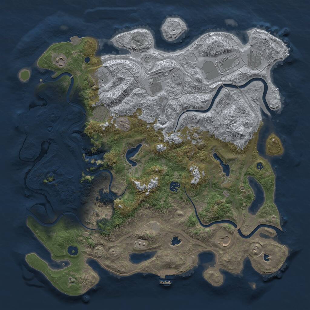 Rust Map: Procedural Map, Size: 4500, Seed: 2100188913, 16 Monuments