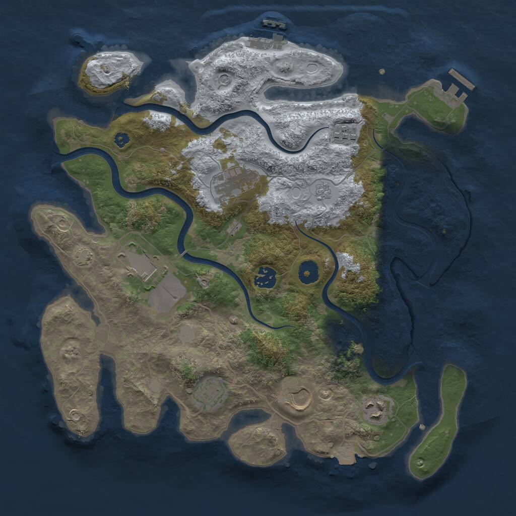 Rust Map: Procedural Map, Size: 3500, Seed: 6053, 13 Monuments
