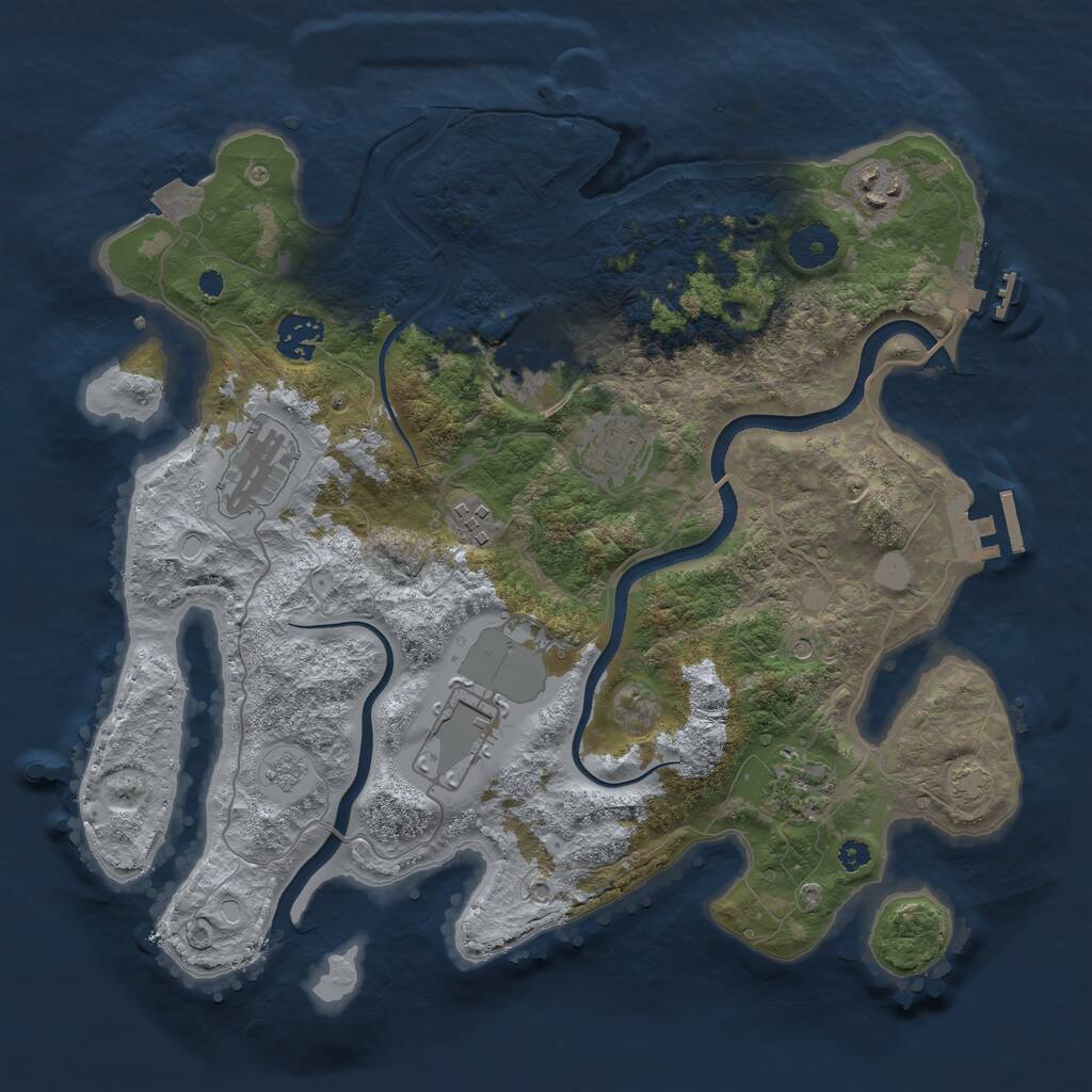Rust Map: Procedural Map, Size: 3500, Seed: 888452603, 14 Monuments