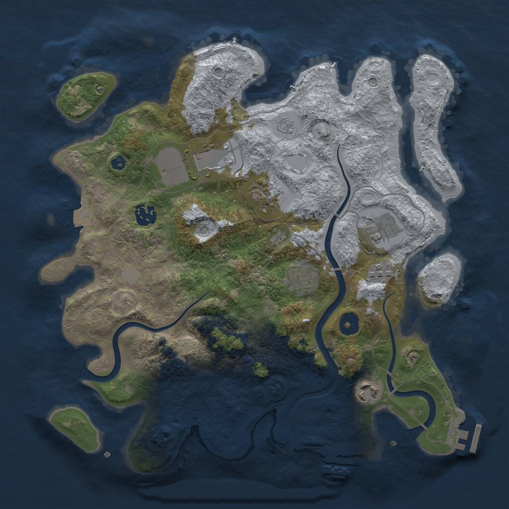 Rust Map: Procedural Map, Size: 3500, Seed: 626392714, 13 Monuments