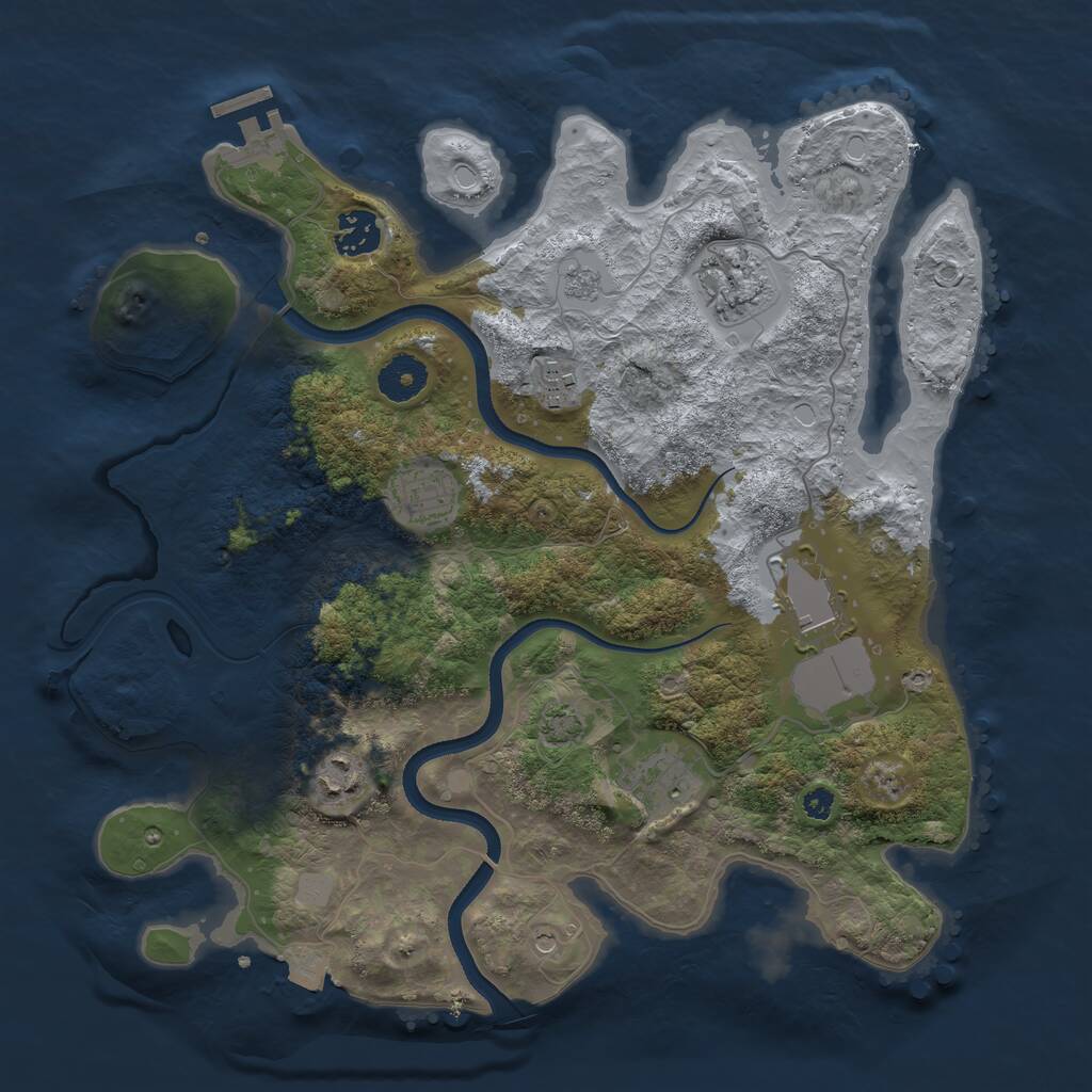 Rust Map: Procedural Map, Size: 3500, Seed: 346813567, 12 Monuments