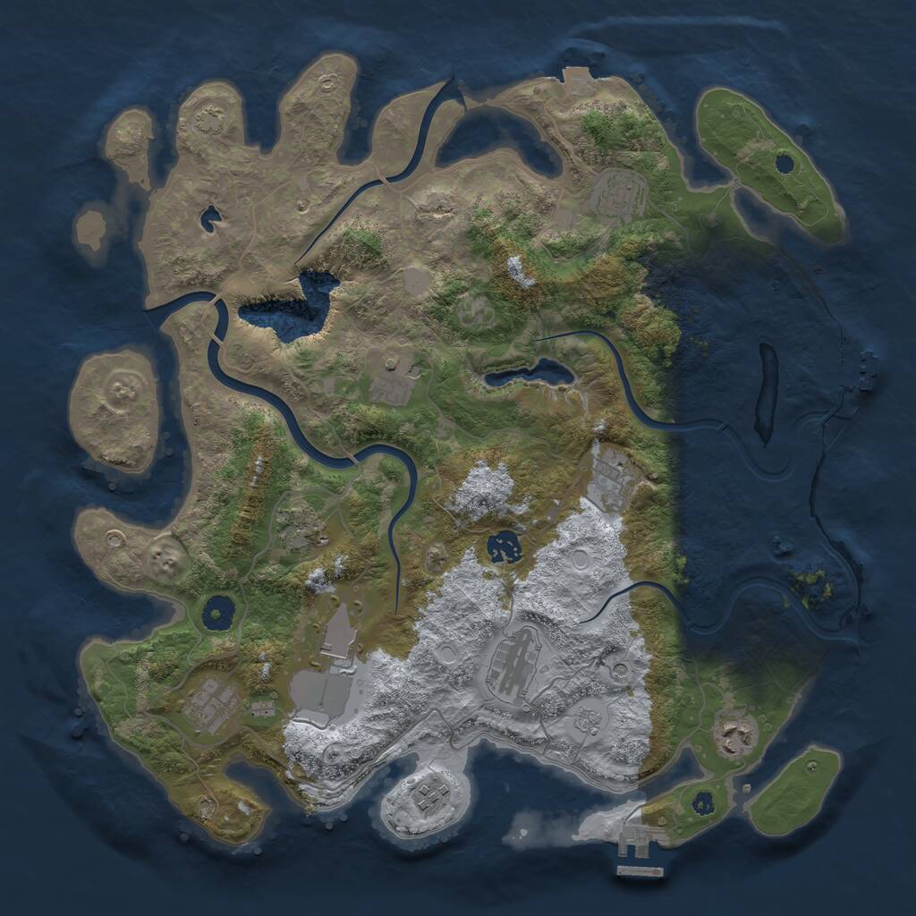 Rust Map: Procedural Map, Size: 4000, Seed: 179180, 16 Monuments