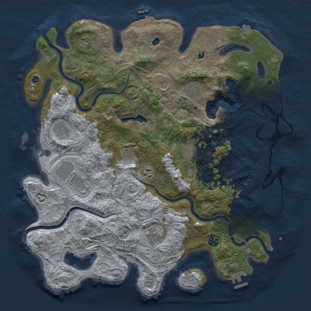 Rust Map: Procedural Map, Size: 4500, Seed: 2091973368, 17 Monuments