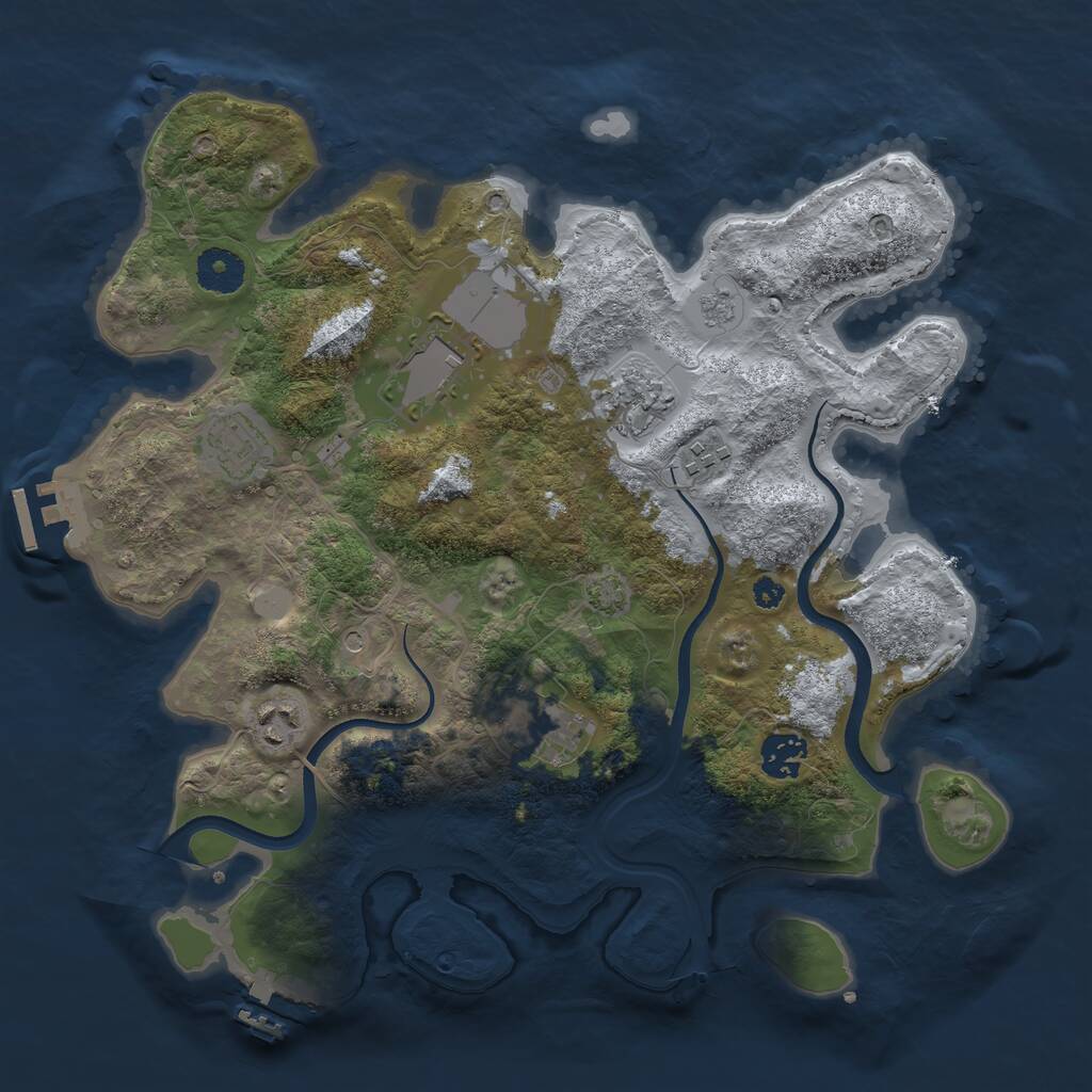 Rust Map: Procedural Map, Size: 3500, Seed: 378452483, 13 Monuments