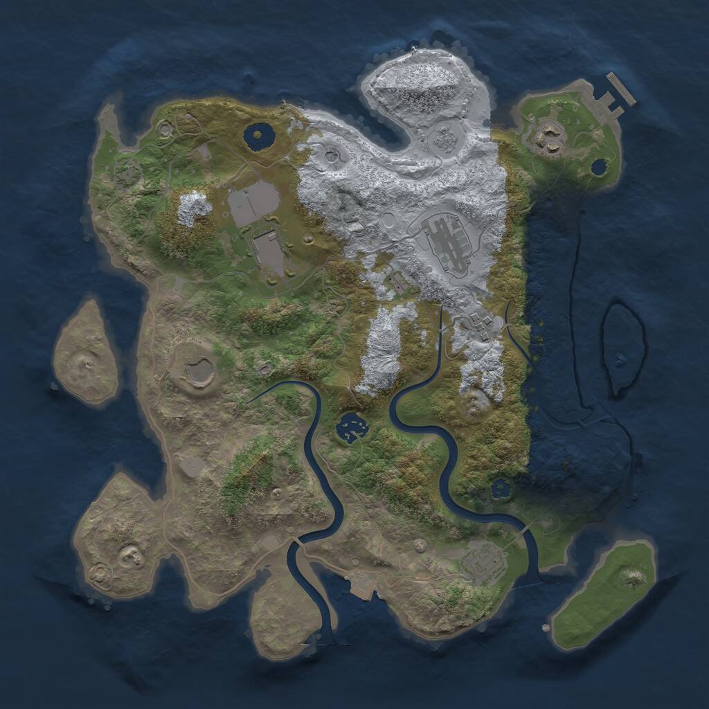Rust Map: Procedural Map, Size: 3600, Seed: 36464, 12 Monuments