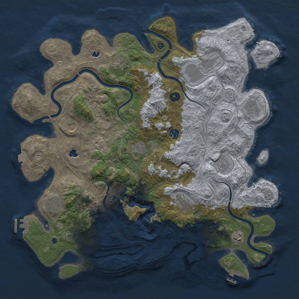 Rust Map: Procedural Map, Size: 4500, Seed: 1999216012, 17 Monuments