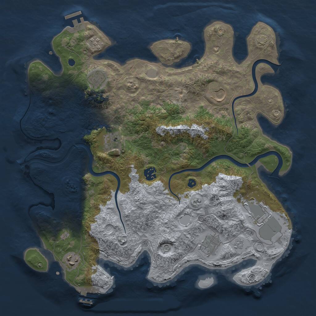 Rust Map: Procedural Map, Size: 3700, Seed: 514967094, 14 Monuments