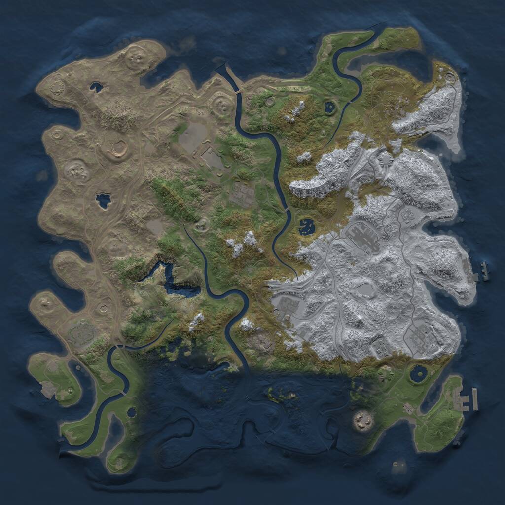 Rust Map: Procedural Map, Size: 4500, Seed: 1345289046, 17 Monuments