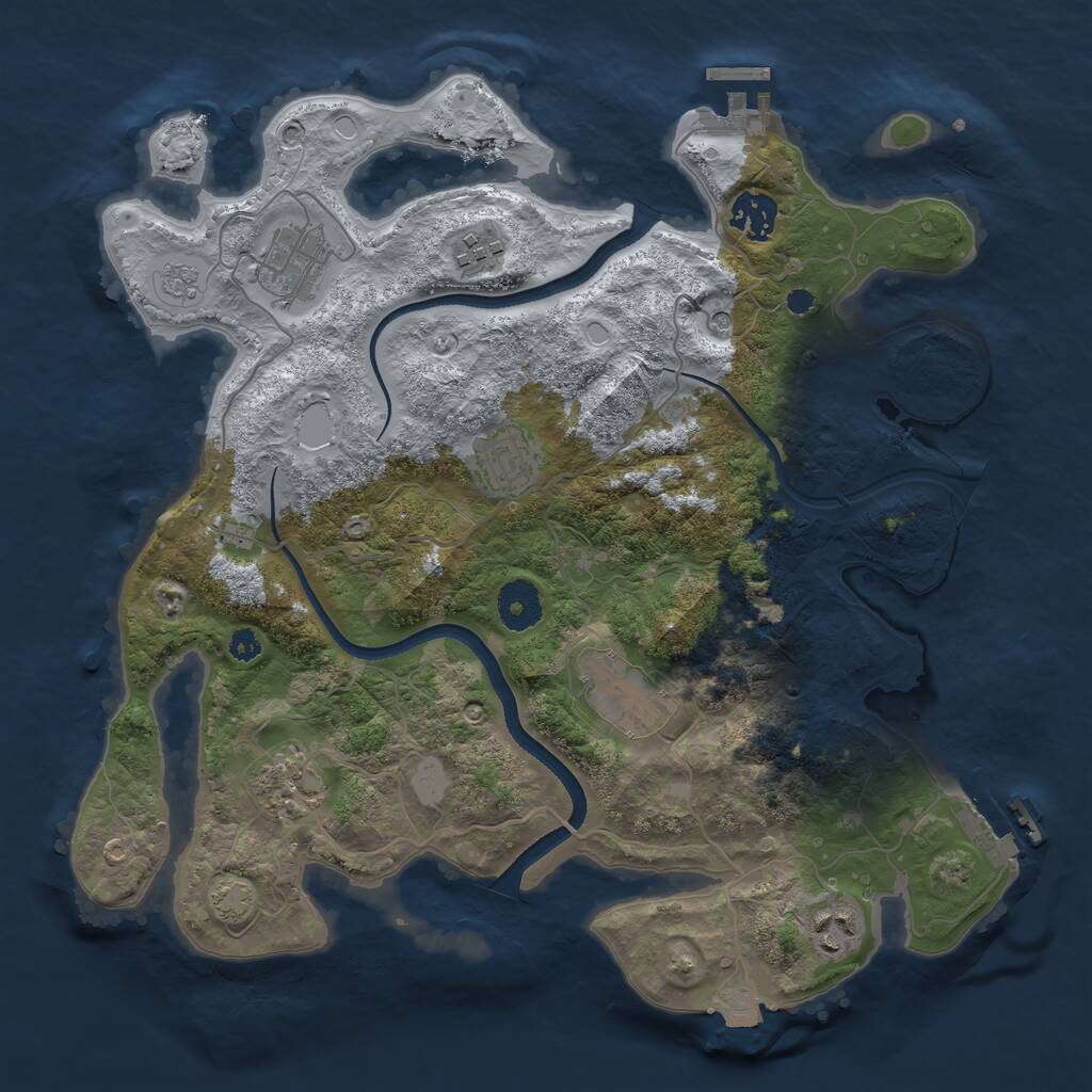 Rust Map: Procedural Map, Size: 3450, Seed: 1767380777, 13 Monuments