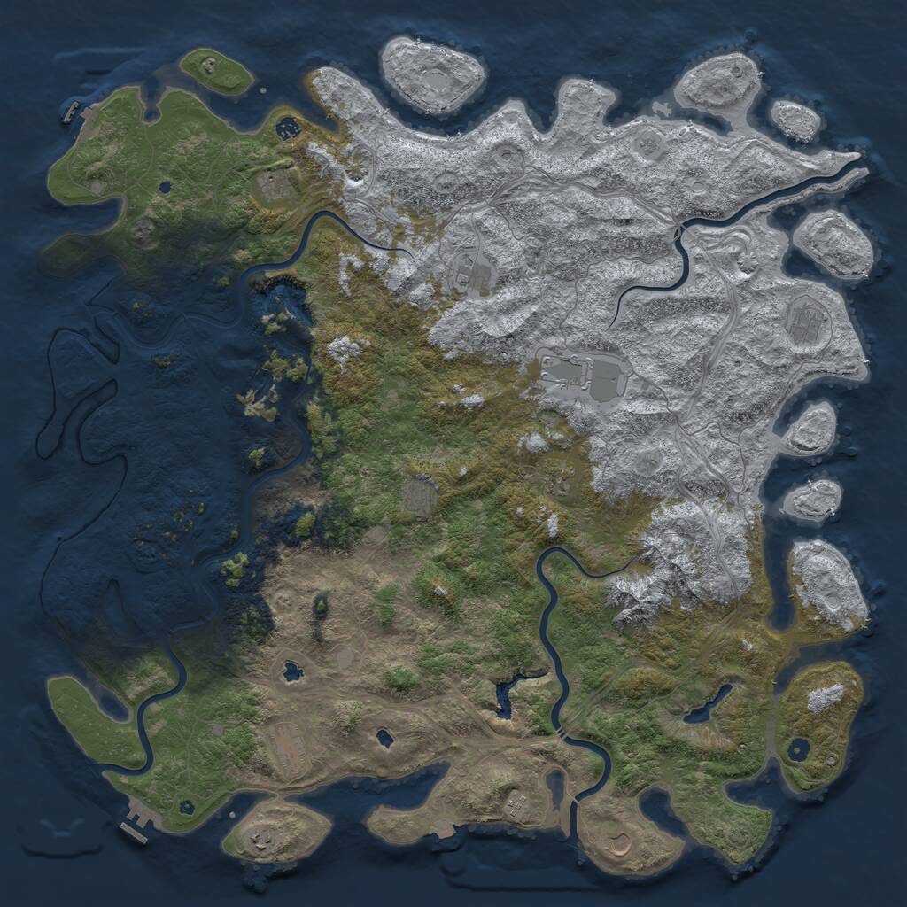Rust Map: Procedural Map, Size: 6000, Seed: 127642965, 17 Monuments