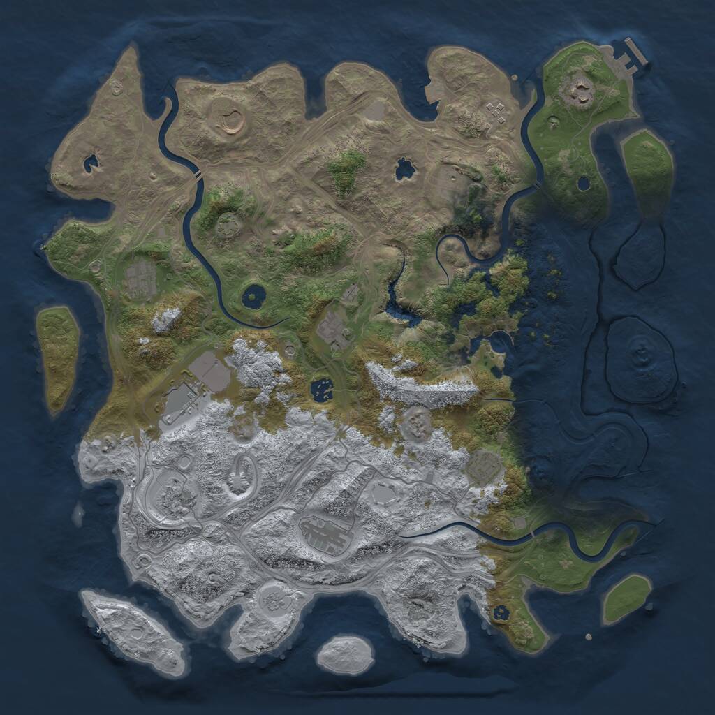 Rust Map: Procedural Map, Size: 4500, Seed: 793804457, 16 Monuments