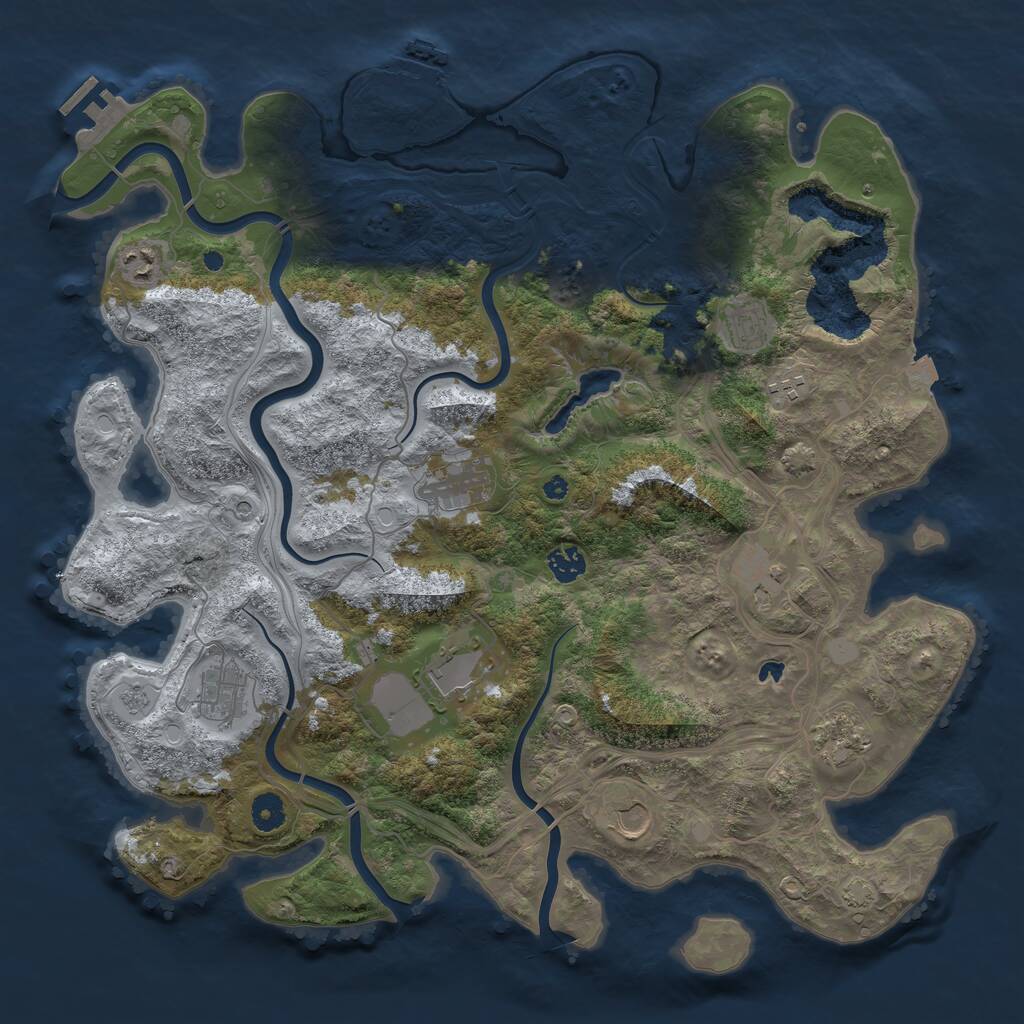 Rust Map: Procedural Map, Size: 4250, Seed: 203619930, 16 Monuments