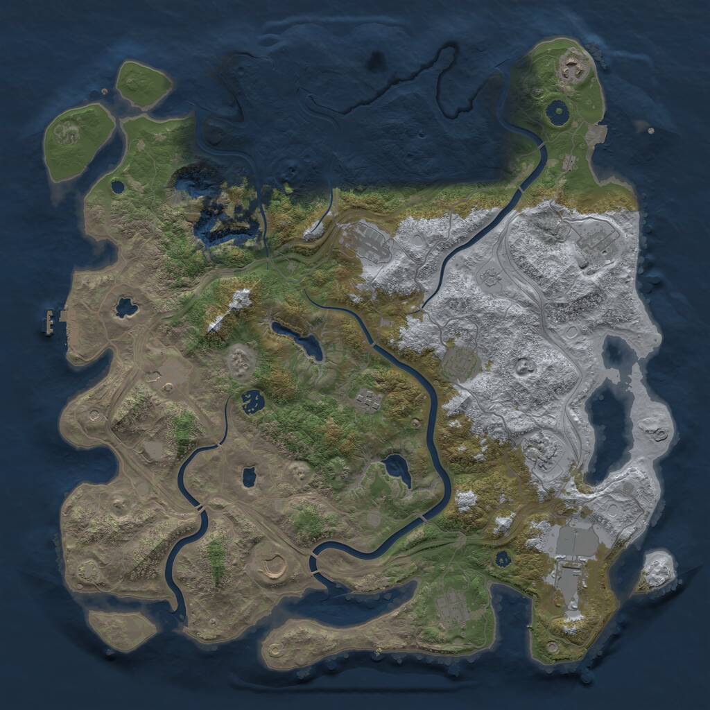 Rust Map: Procedural Map, Size: 4500, Seed: 282262494, 17 Monuments