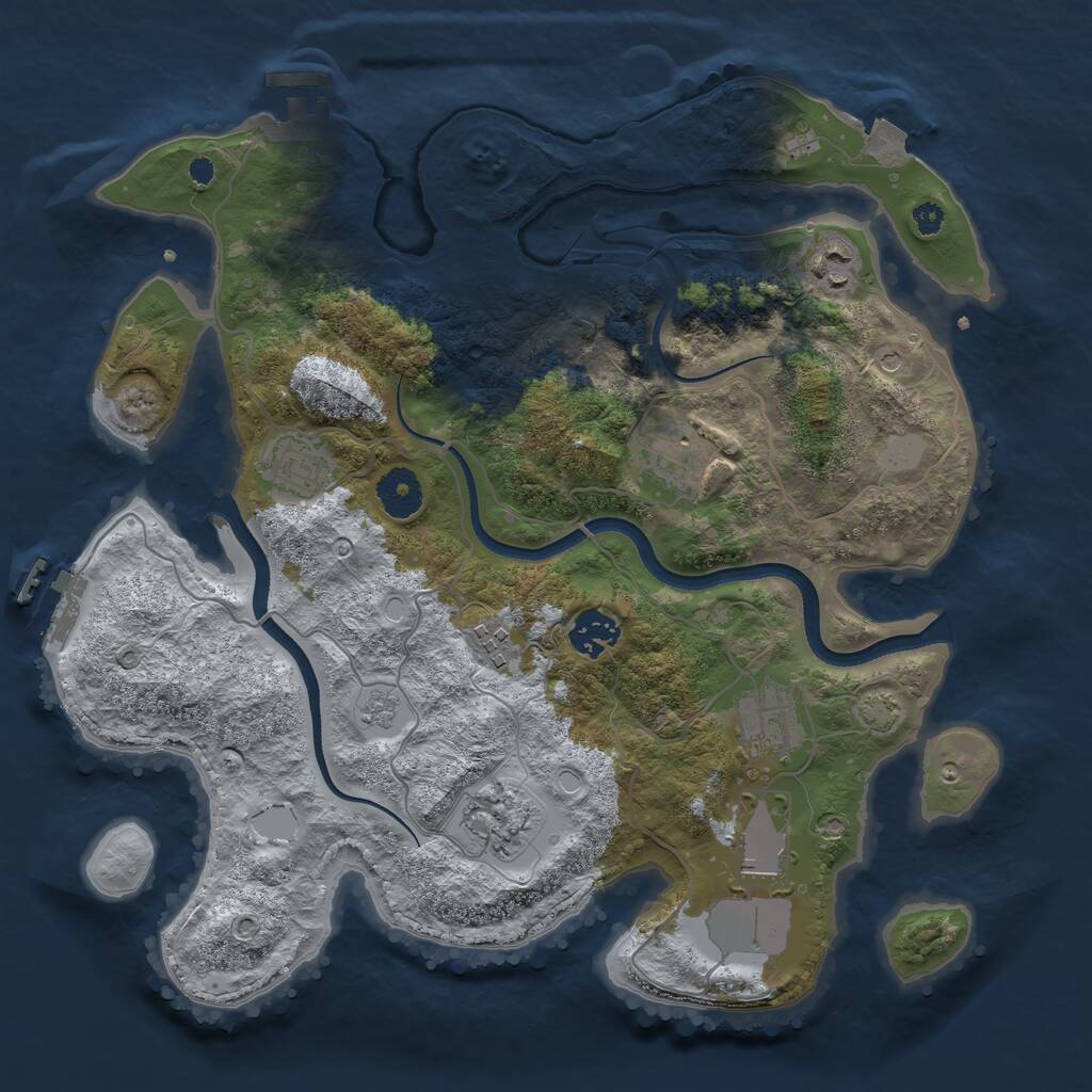 Rust Map: Procedural Map, Size: 3500, Seed: 323473, 14 Monuments