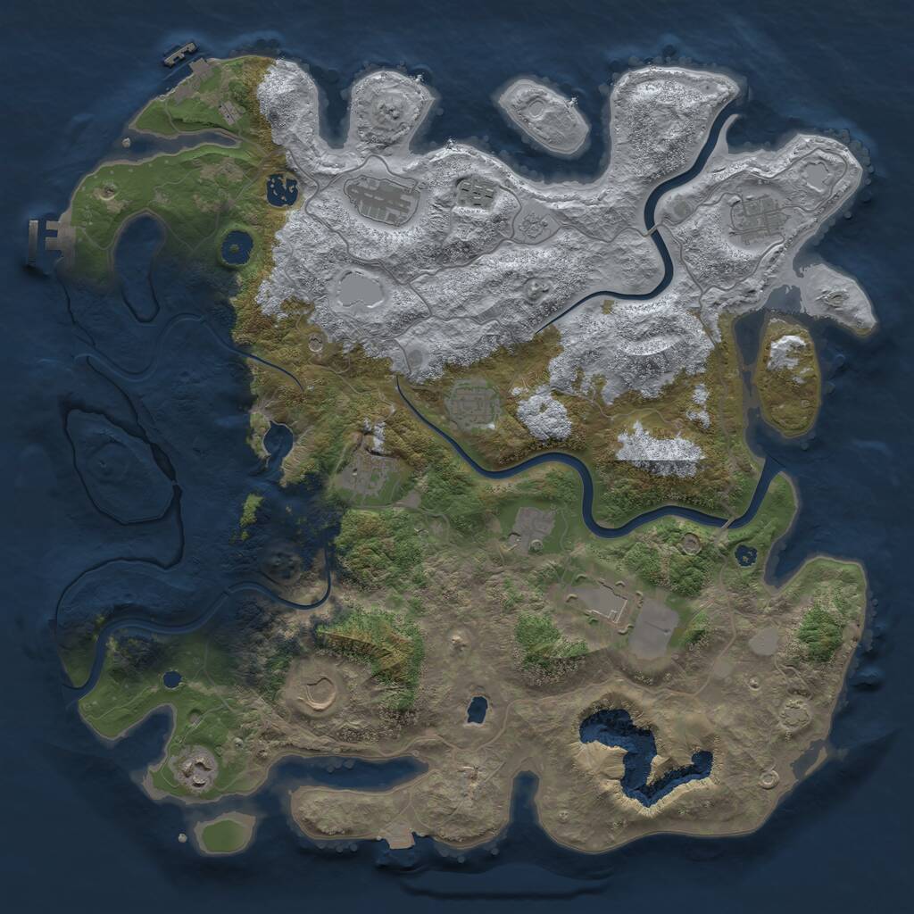 Rust Map: Procedural Map, Size: 4200, Seed: 975705285, 16 Monuments