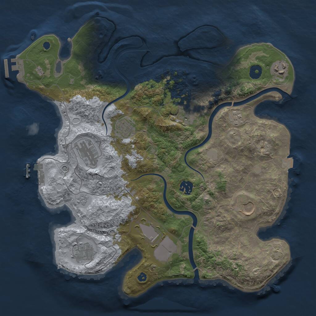 Rust Map: Procedural Map, Size: 3500, Seed: 470797524, 15 Monuments