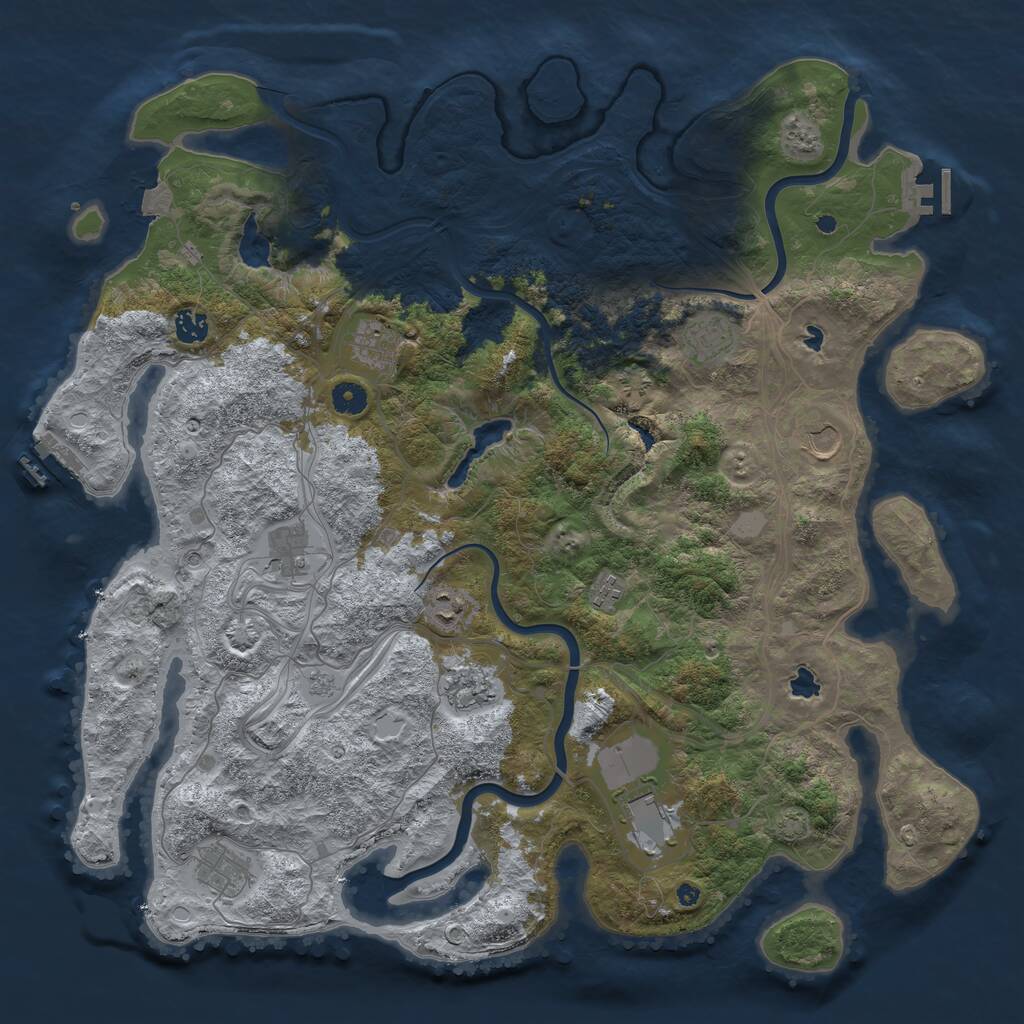 Rust Map: Procedural Map, Size: 4500, Seed: 725041221, 16 Monuments