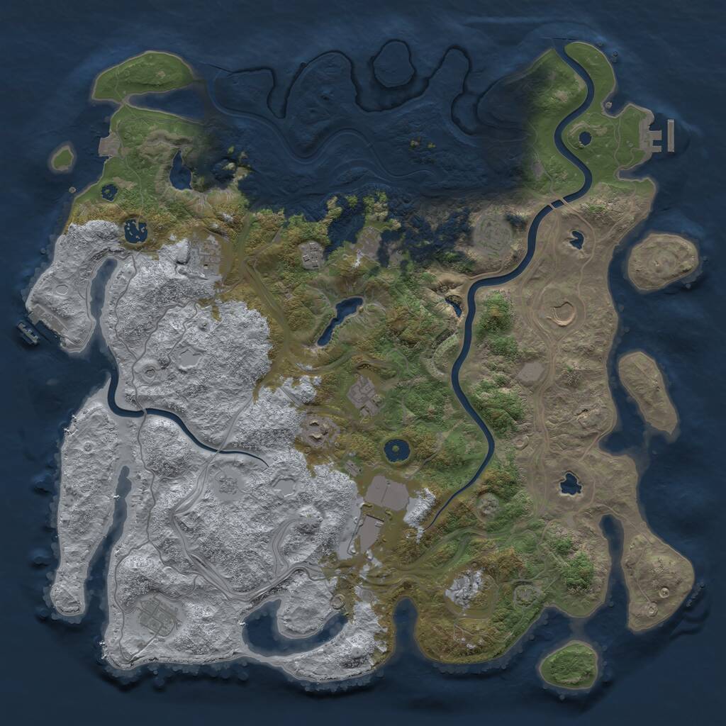 Rust Map: Procedural Map, Size: 4500, Seed: 725041221, 17 Monuments