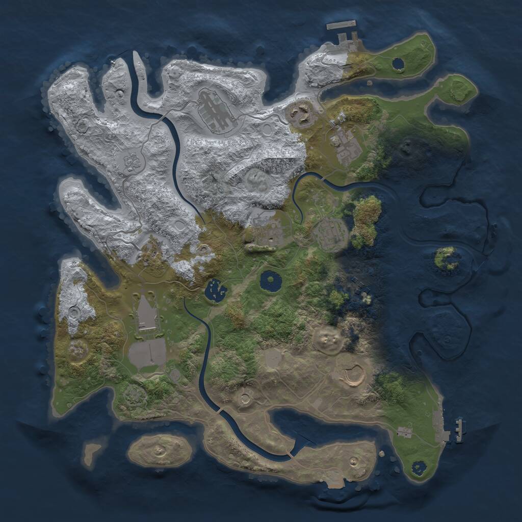 Rust Map: Procedural Map, Size: 3600, Seed: 722, 16 Monuments