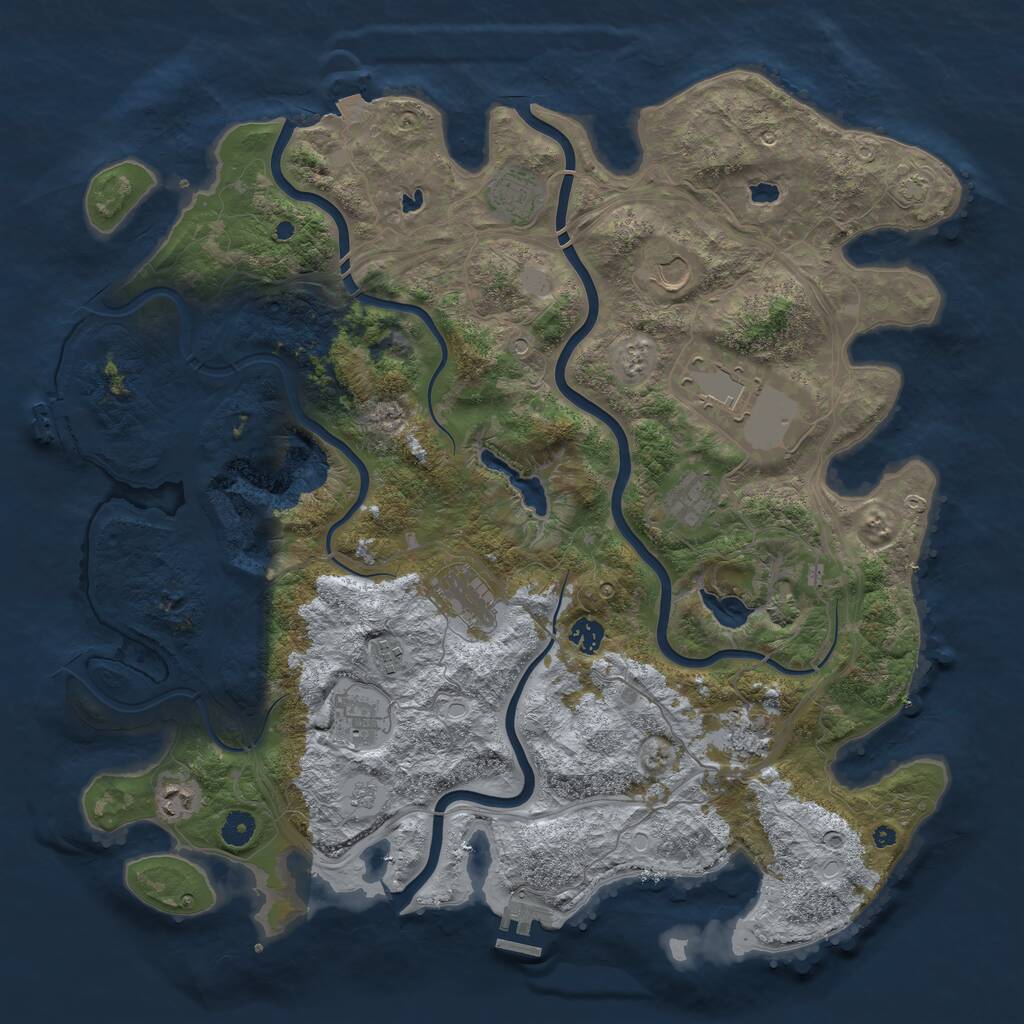 Rust Map: Procedural Map, Size: 4500, Seed: 51026222, 16 Monuments