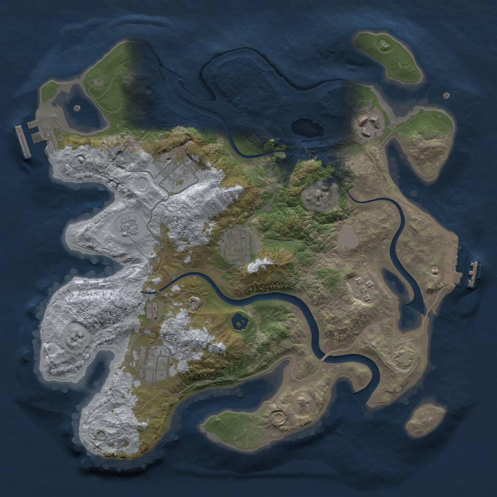 Rust Map: Procedural Map, Size: 3000, Seed: 757773360, 10 Monuments