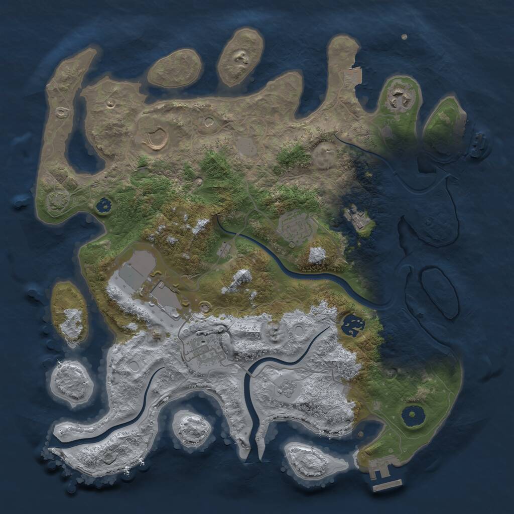 Rust Map: Procedural Map, Size: 3500, Seed: 1763697608, 13 Monuments