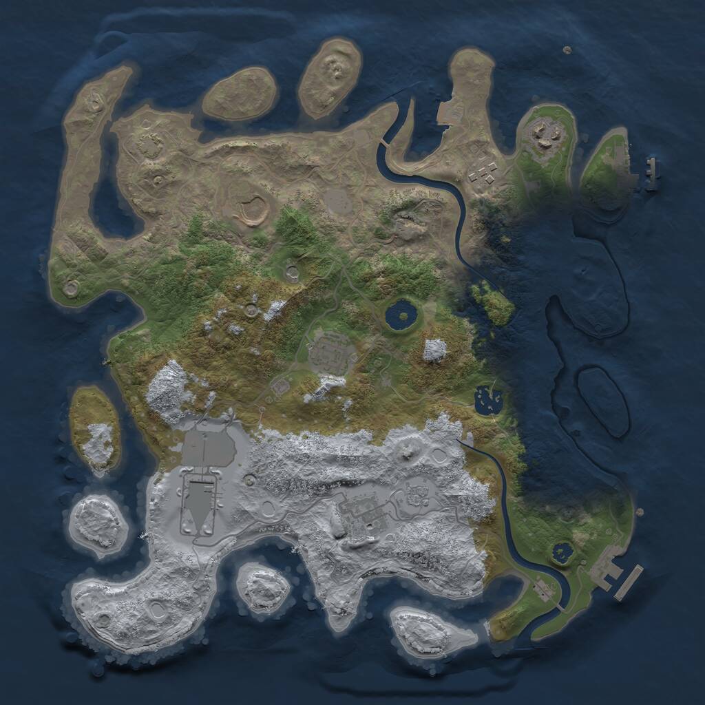 Rust Map: Procedural Map, Size: 3500, Seed: 1763697608, 13 Monuments