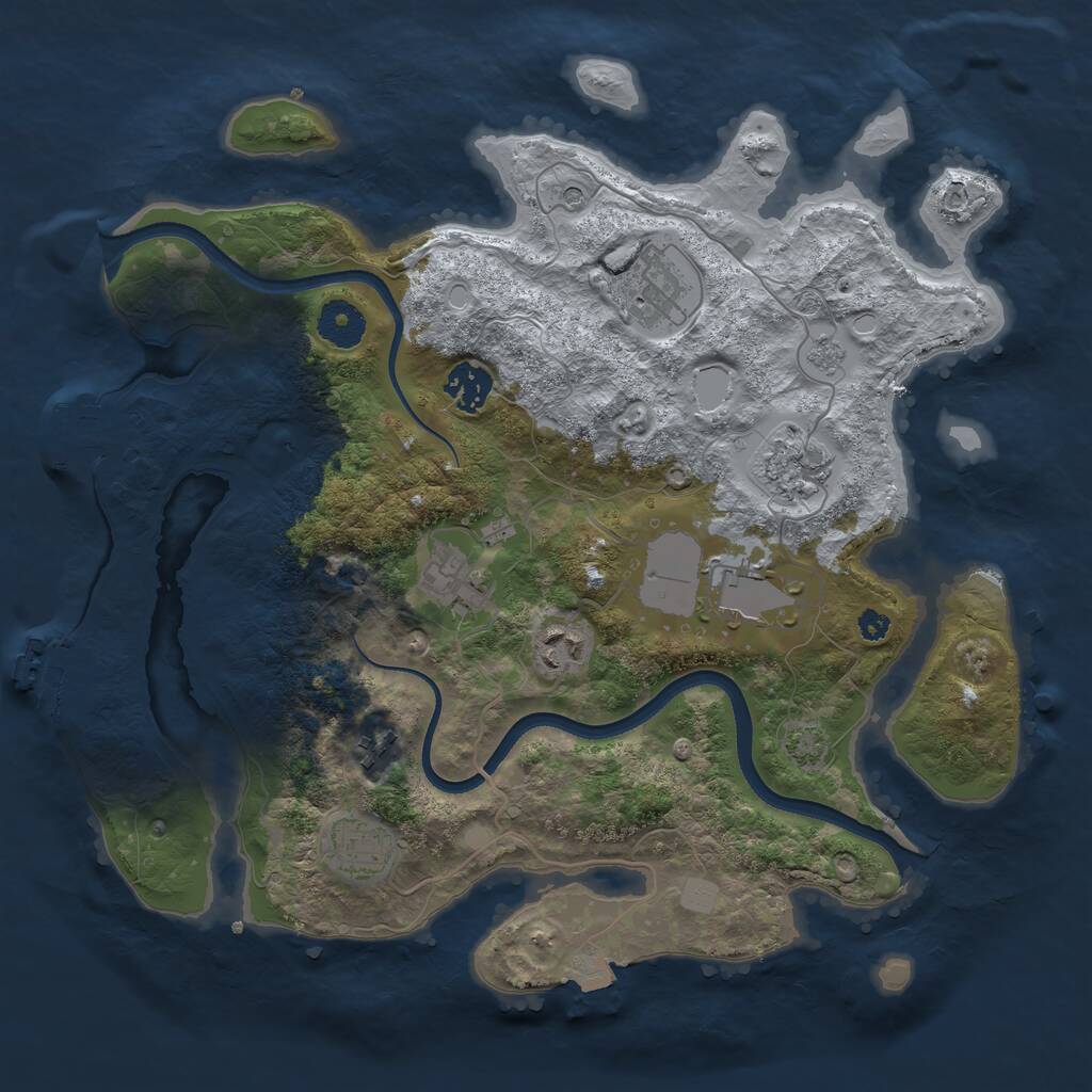 Rust Map: Procedural Map, Size: 3500, Seed: 708787, 14 Monuments