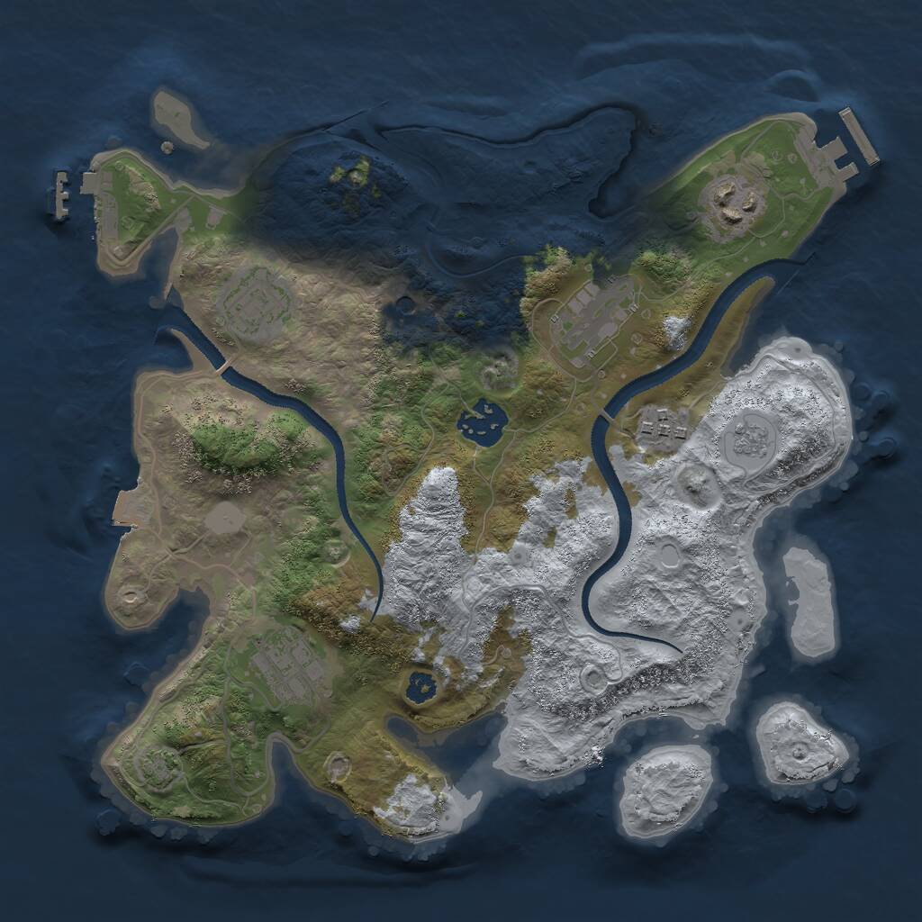Rust Map: Procedural Map, Size: 3000, Seed: 406364, 12 Monuments