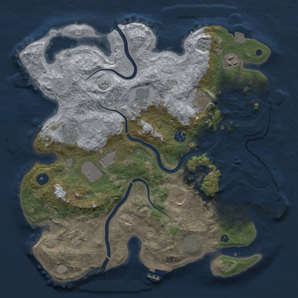 Rust Map: Procedural Map, Size: 3750, Seed: 902679576, 16 Monuments