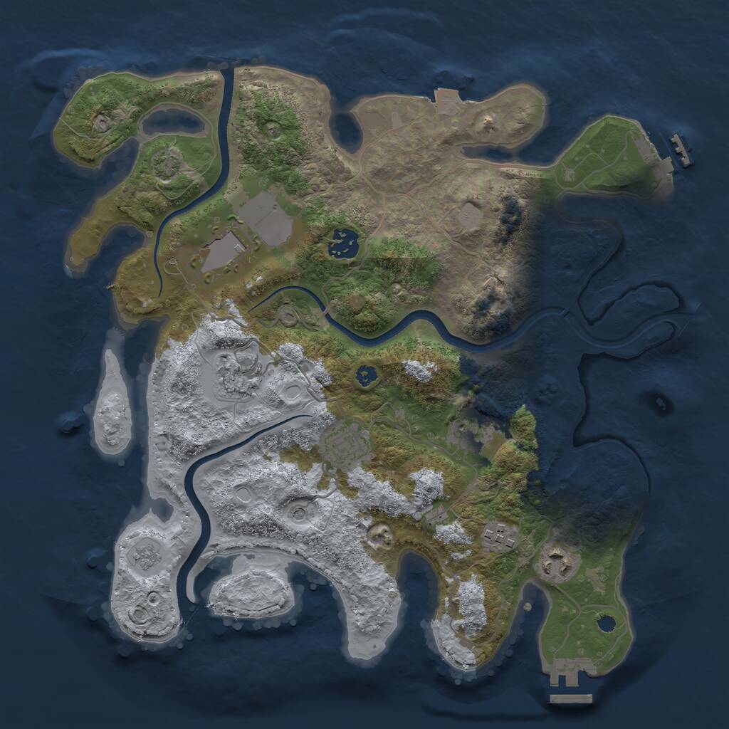 Rust Map: Procedural Map, Size: 3500, Seed: 42657845, 13 Monuments