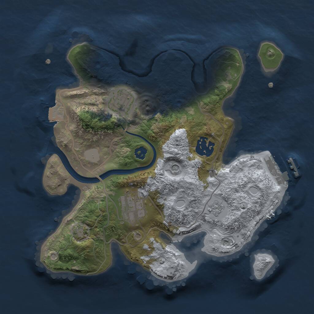 Rust Map: Procedural Map, Size: 2500, Seed: 406364, 8 Monuments