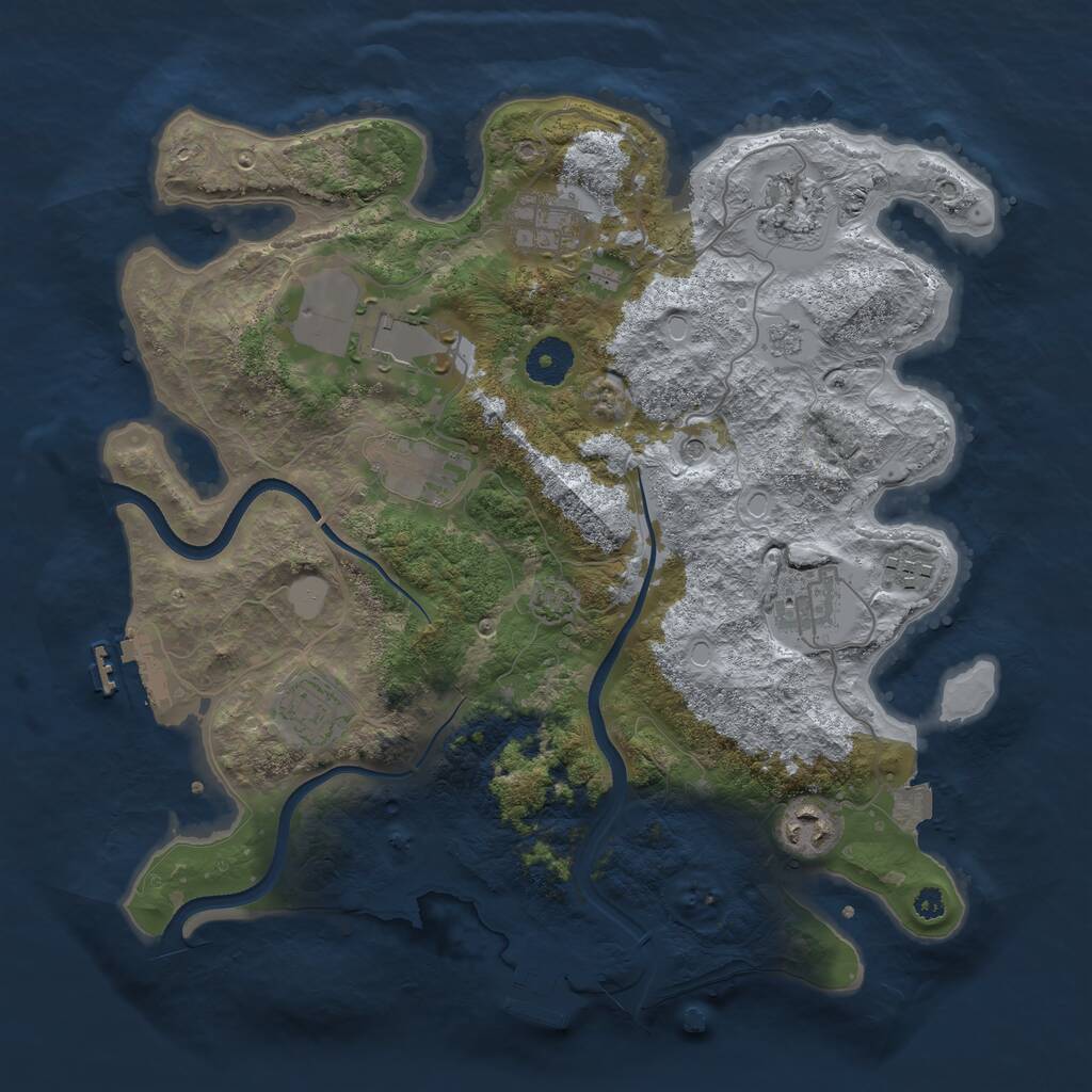 Rust Map: Procedural Map, Size: 3500, Seed: 457686, 14 Monuments
