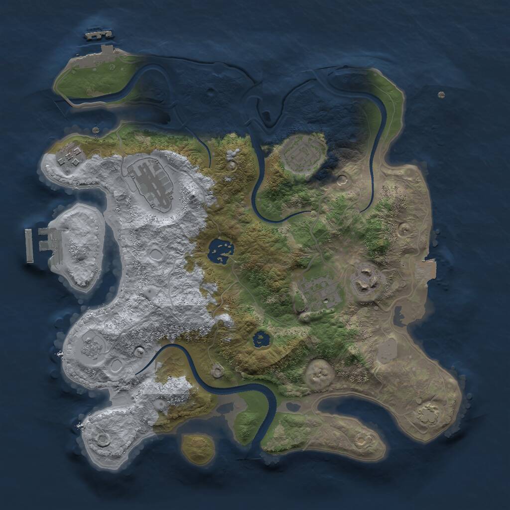 Rust Map: Procedural Map, Size: 3000, Seed: 1750397256, 12 Monuments